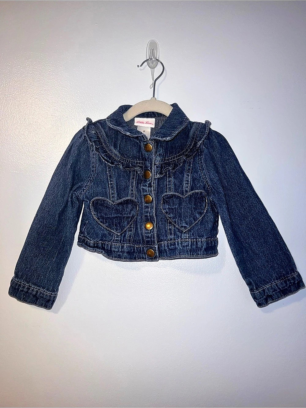 Little Lass Girls Cropped Denim Jacket - Size 3T